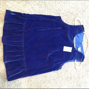 NWT J.Crew Blue Velvet Peplum Top fits XS/S